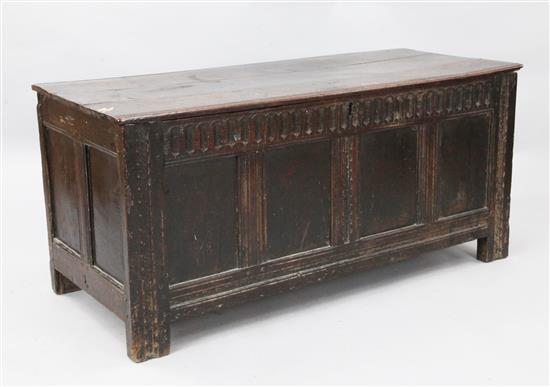 A late 17th century oak coffer, W.4ft 4in. D.1ft 10in. H.2ft